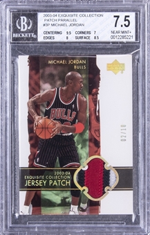 2003-04 UD "Exquisite Collection" Patch Parallel #3-P Michael Jordan Game Used Patch Card (#02/10) – BGS NM+ 7.5